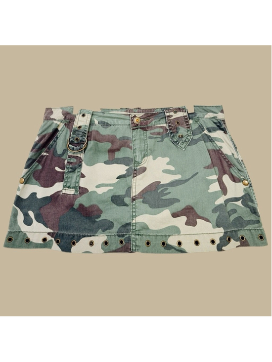 Original Inc. Dresses & Skirts - Y2K Camo Micro Mini Skirt Metal Hardware D-Ring Cyber Grunge Mall Goth XL